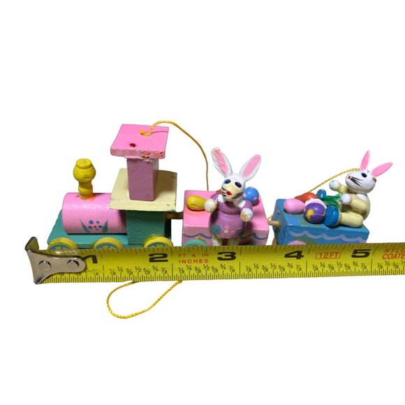 Vintage Easter Train Hand Painted Wood Train Hanging Ornament - Picture 11 of 11